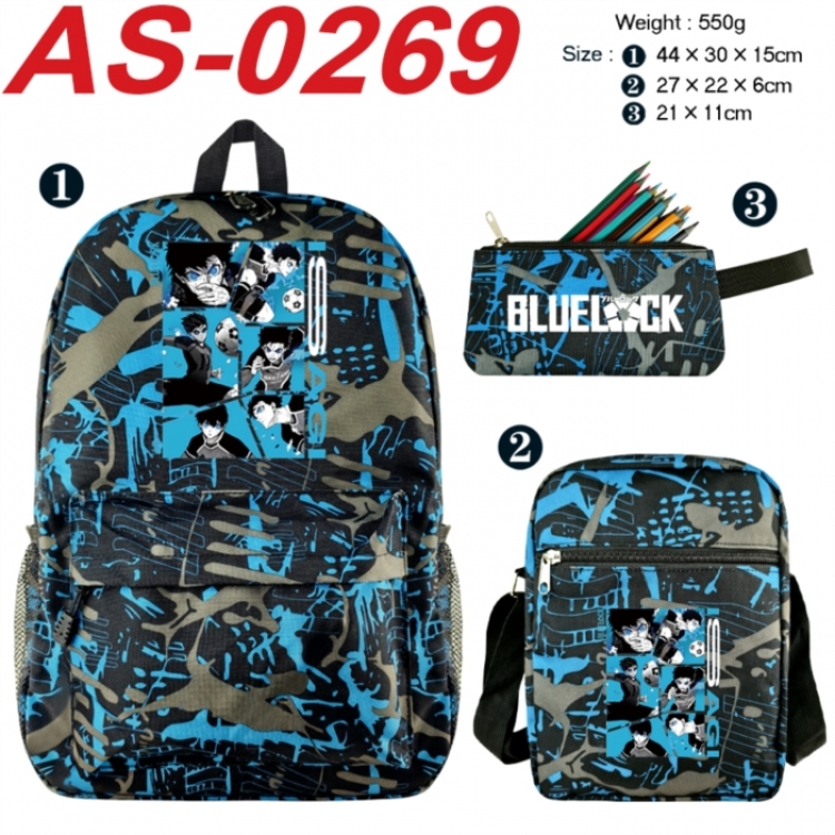 BLUE LOCK  Anime canvas backpack backpack+lunch bag+pencil case set 550g