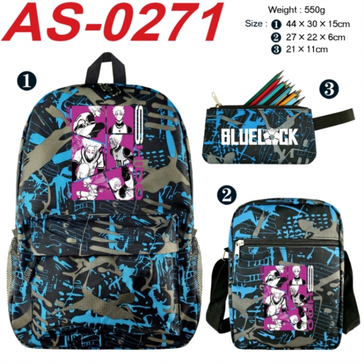 BLUE LOCK  Anime canvas backpack backpack+lunch bag+pencil case set 550g