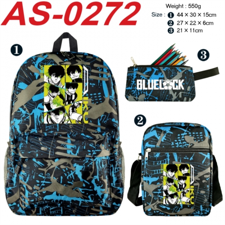 BLUE LOCK  Anime canvas backpack backpack+lunch bag+pencil case set 550g