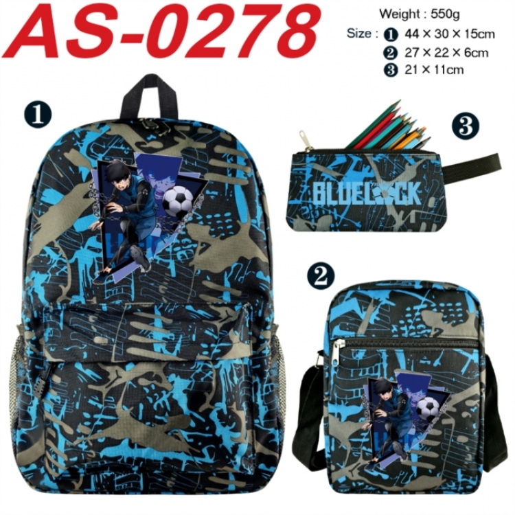 BLUE LOCK  Anime canvas backpack backpack+lunch bag+pencil case set 550g