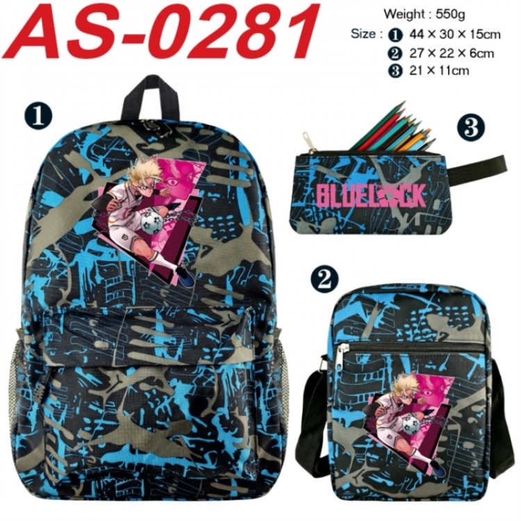 BLUE LOCK  Anime canvas backpack backpack+lunch bag+pencil case set 550g