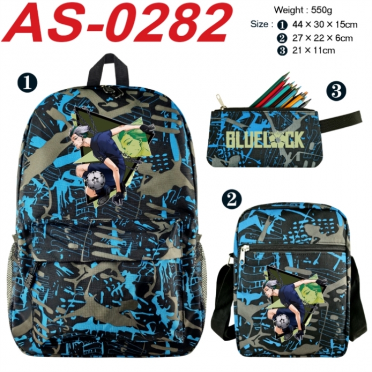 BLUE LOCK  Anime canvas backpack backpack+lunch bag+pencil case set 550g