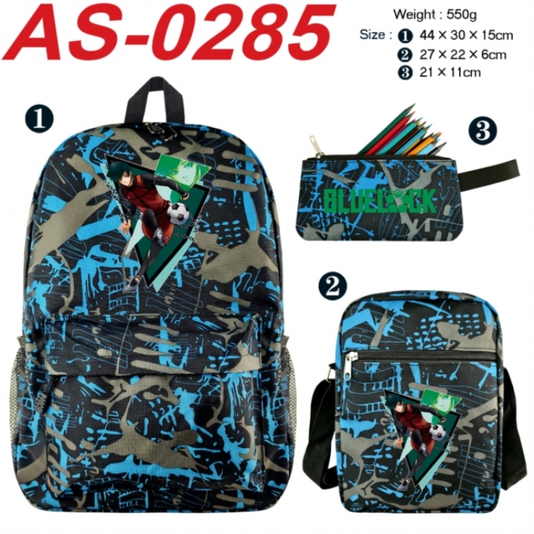 BLUE LOCK  Anime canvas backpack backpack+lunch bag+pencil case set 550g