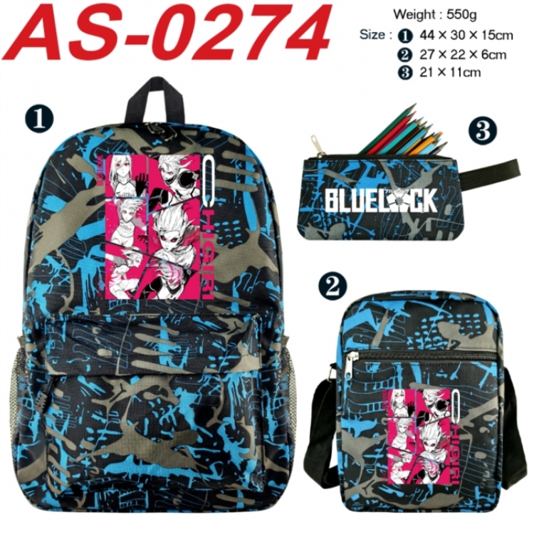 BLUE LOCK  Anime canvas backpack backpack+lunch bag+pencil case set 550g