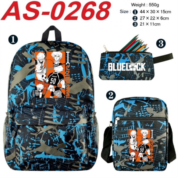 BLUE LOCK  Anime canvas backpack backpack+lunch bag+pencil case set 550g