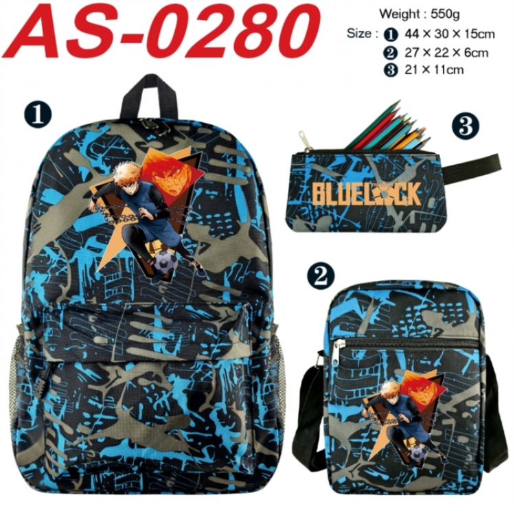 BLUE LOCK  Anime canvas backpack backpack+lunch bag+pencil case set 550g