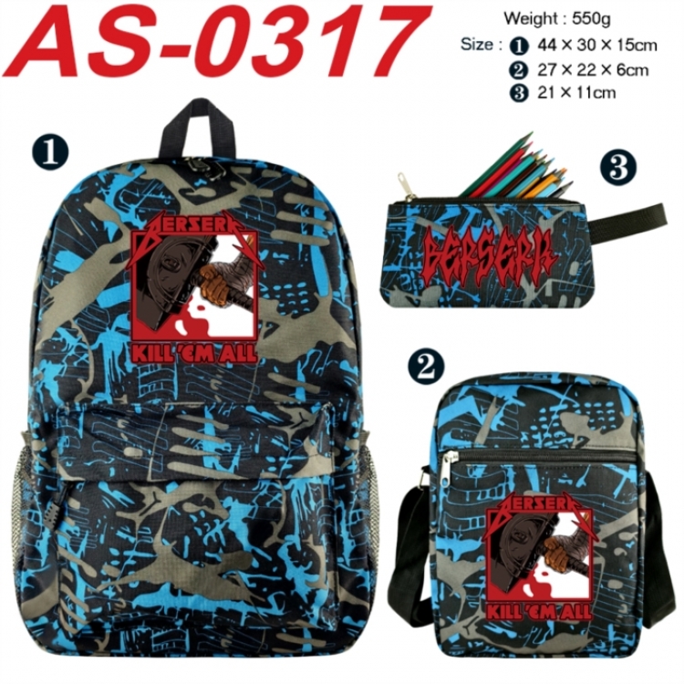 Berserk Anime canvas backpack backpack+lunch bag+pencil case set 550g