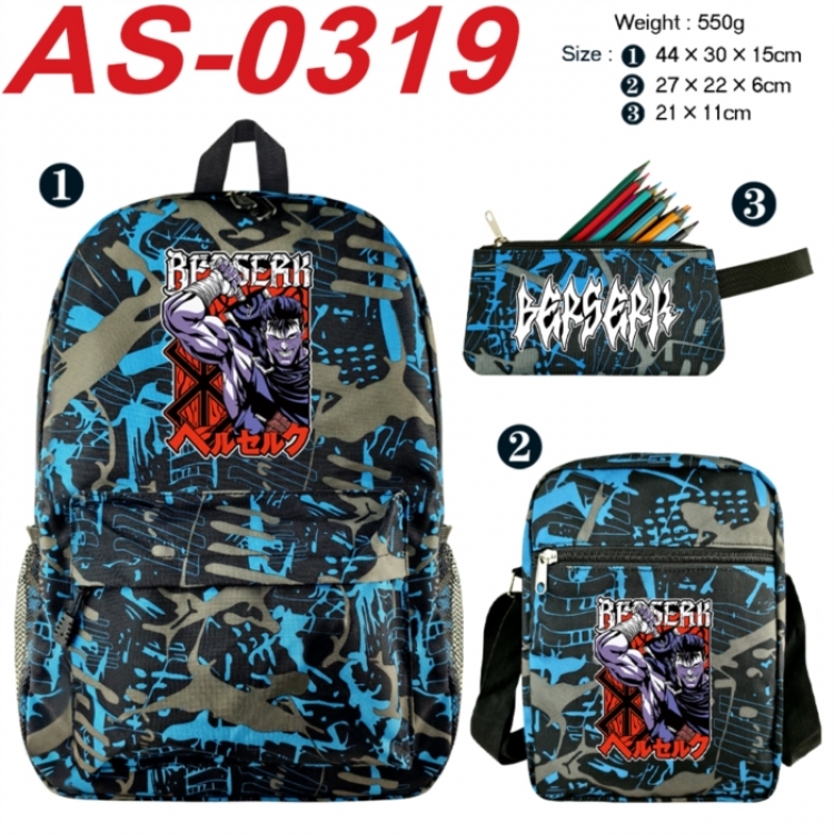 Berserk Anime canvas backpack backpack+lunch bag+pencil case set 550g