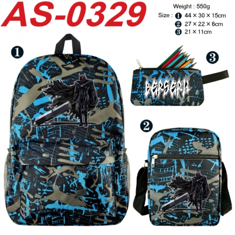 Berserk Anime canvas backpack backpack+lunch bag+pencil case set 550g