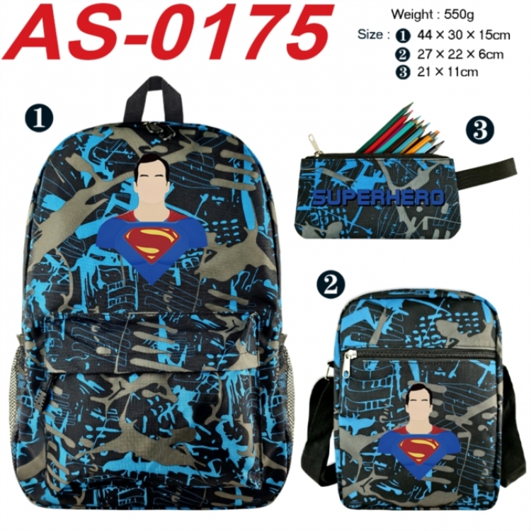 Marvel Anime canvas backpack backpack+lunch bag+pencil case set 550g