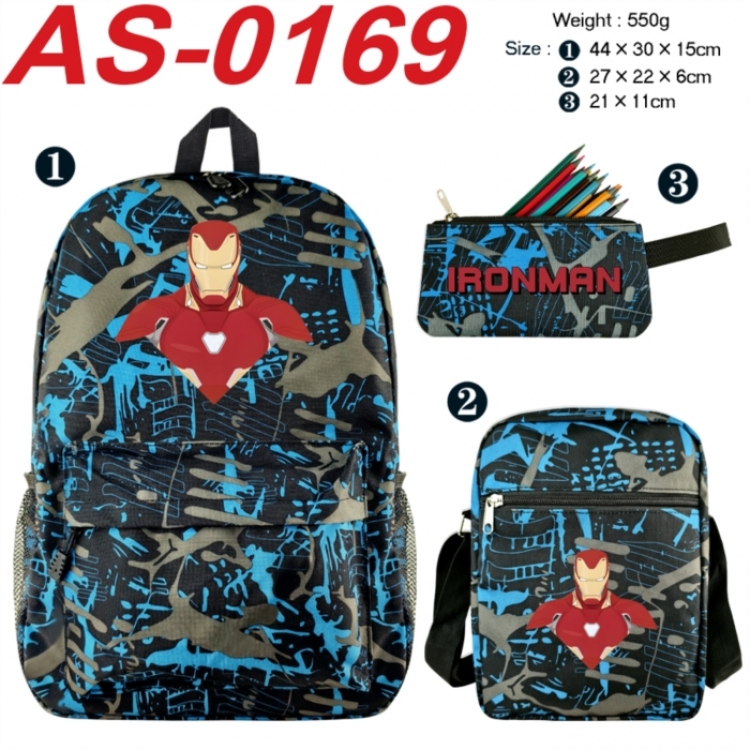 Marvel Anime canvas backpack backpack+lunch bag+pencil case set 550g