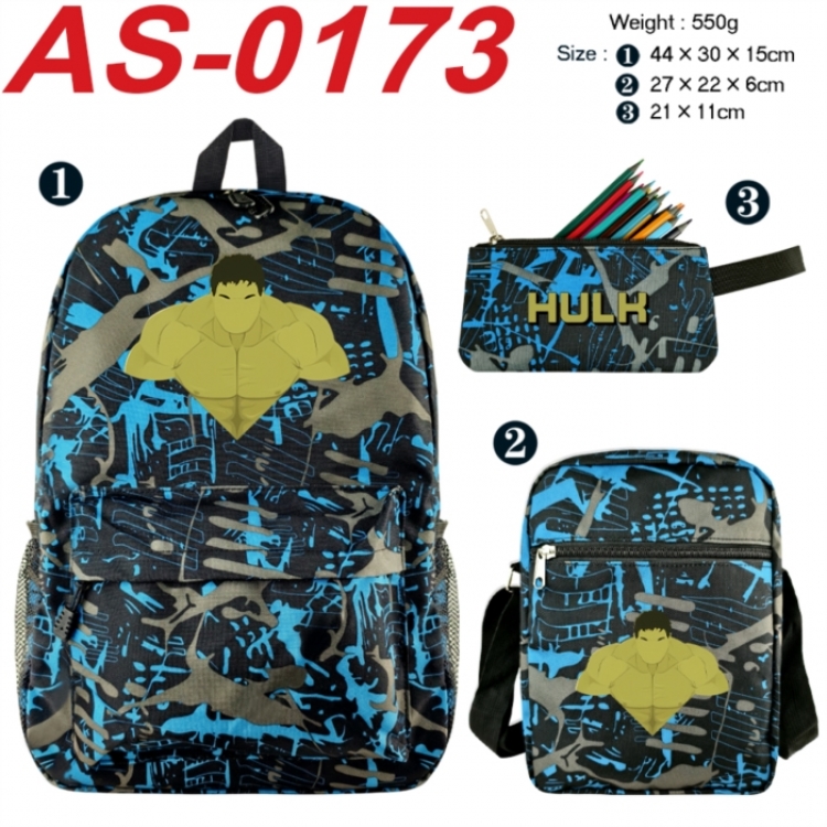 Marvel Anime canvas backpack backpack+lunch bag+pencil case set 550g