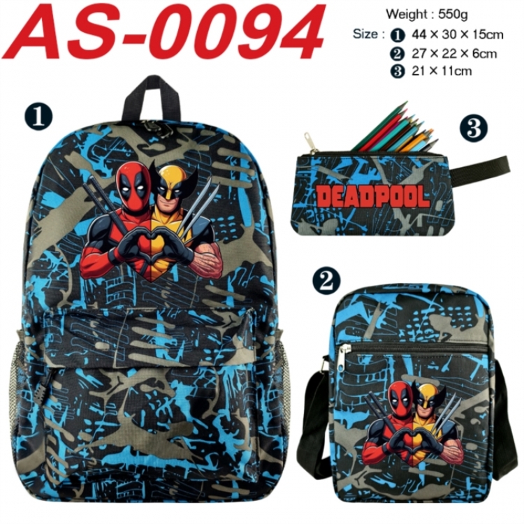 Marvel Anime canvas backpack backpack+lunch bag+pencil case set 550g