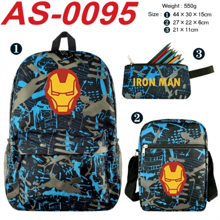 Marvel Anime canvas backpack backpack+lunch bag+pencil case set 550g