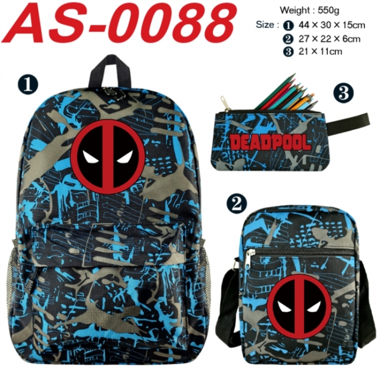 Marvel Anime canvas backpack backpack+lunch bag+pencil case set 550g