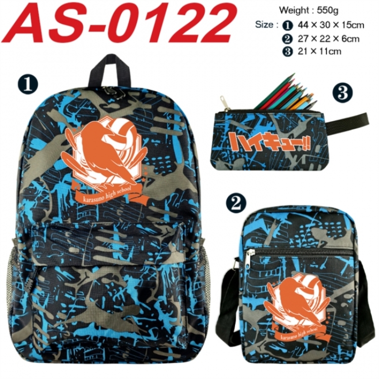 Haikyuu!! Anime canvas backpack backpack+lunch bag+pencil case set 550g