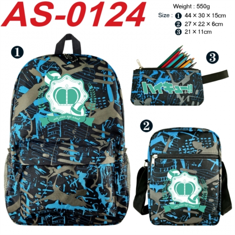 Haikyuu!! Anime canvas backpack backpack+lunch bag+pencil case set 550g