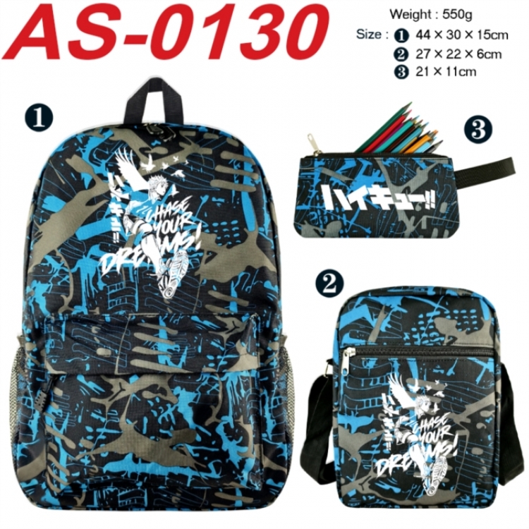 Haikyuu!! Anime canvas backpack backpack+lunch bag+pencil case set 550g