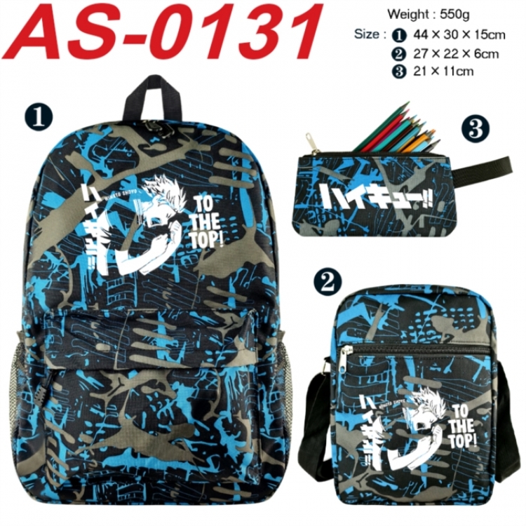 Haikyuu!! Anime canvas backpack backpack+lunch bag+pencil case set 550g