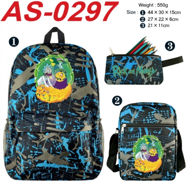 Rick and Morty Anime canvas backpack backpack+lunch bag+pencil case set 550g