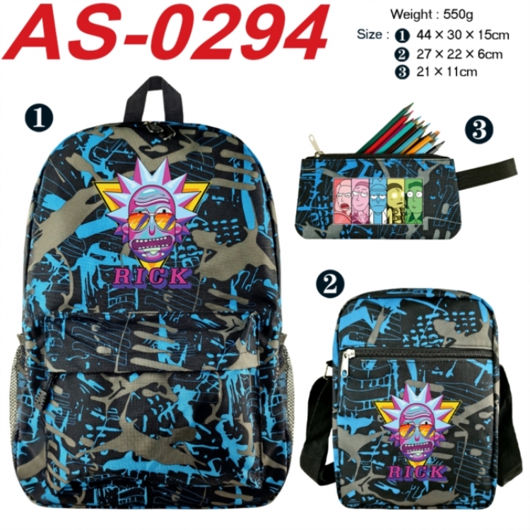 Rick and Morty Anime canvas backpack backpack+lunch bag+pencil case set 550g