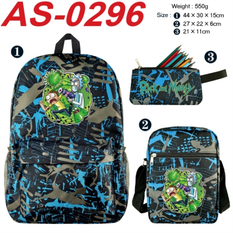 Rick and Morty Anime canvas backpack backpack+lunch bag+pencil case set 550g