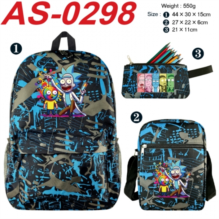 Rick and Morty Anime canvas backpack backpack+lunch bag+pencil case set 550g