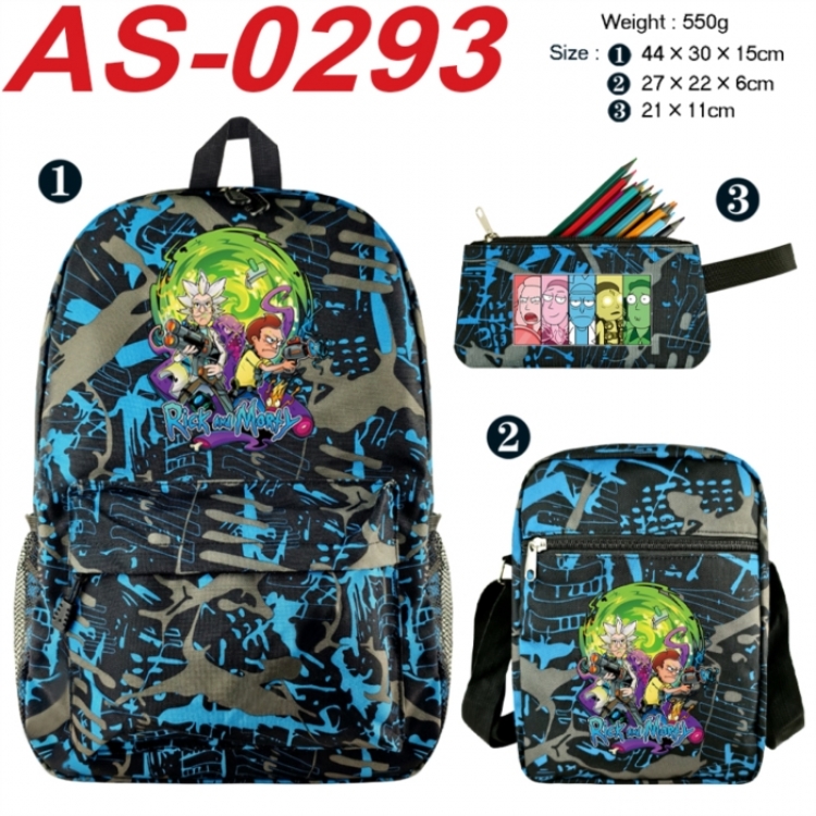 Rick and Morty Anime canvas backpack backpack+lunch bag+pencil case set 550g