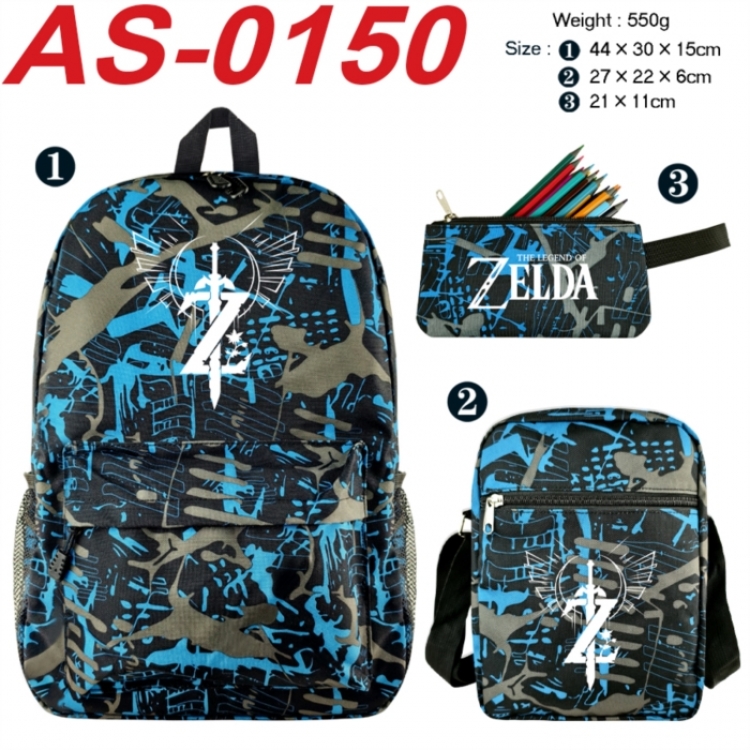 The Legend of Zelda Anime canvas backpack backpack+lunch bag+pencil case set 550g