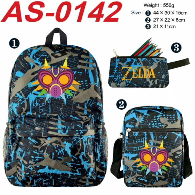 The Legend of Zelda Anime canvas backpack backpack+lunch bag+pencil case set 550g