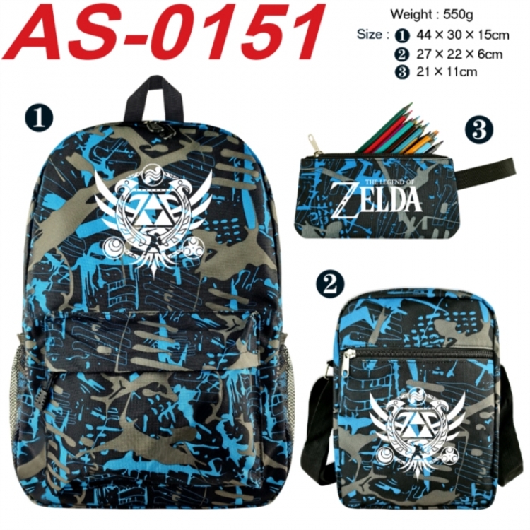 The Legend of Zelda Anime canvas backpack backpack+lunch bag+pencil case set 550g