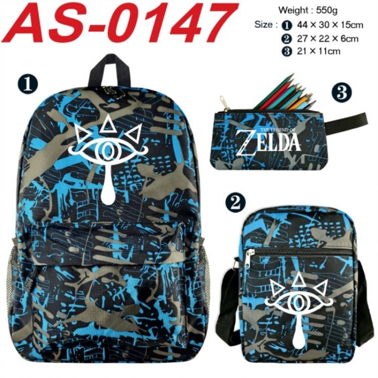 The Legend of Zelda Anime canvas backpack backpack+lunch bag+pencil case set 550g