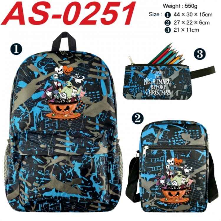 The Nightmare Before Christmas Anime canvas backpack backpack+lunch bag+pencil case set 550g