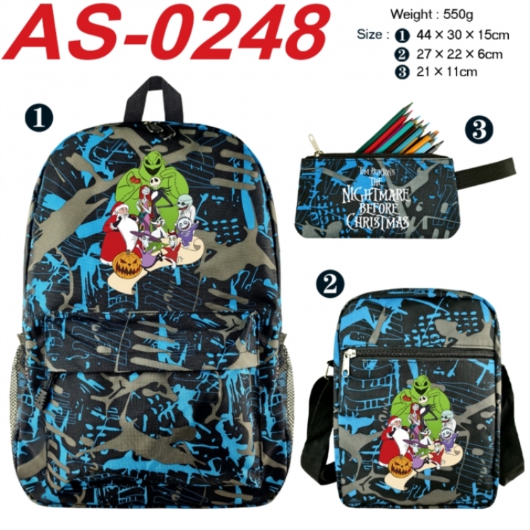 The Nightmare Before Christmas Anime canvas backpack backpack+lunch bag+pencil case set 550g