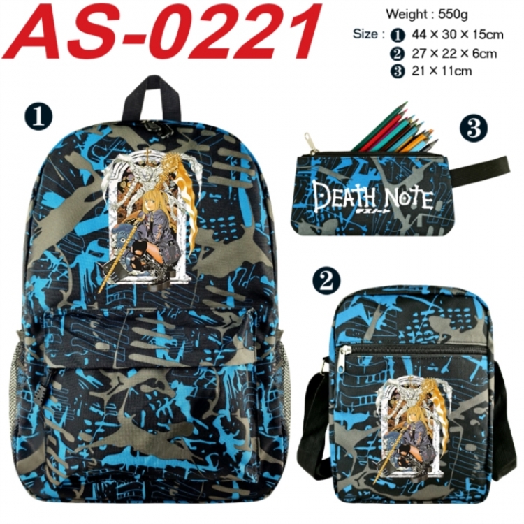 Death note Anime canvas backpack backpack+lunch bag+pencil case set 550g
