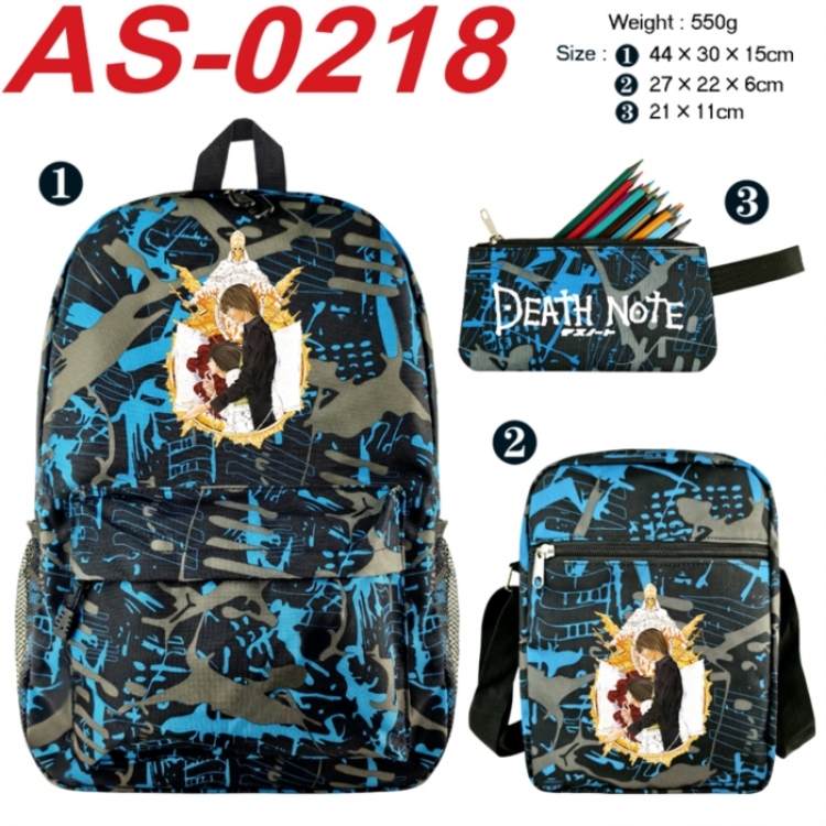 Death note Anime canvas backpack backpack+lunch bag+pencil case set 550g