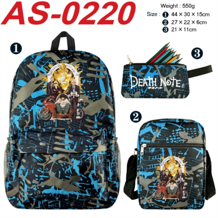 Death note Anime canvas backpack backpack+lunch bag+pencil case set 550g