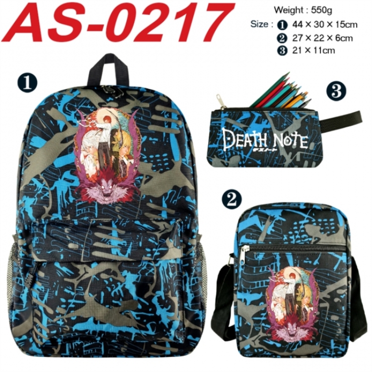 Death note Anime canvas backpack backpack+lunch bag+pencil case set 550g