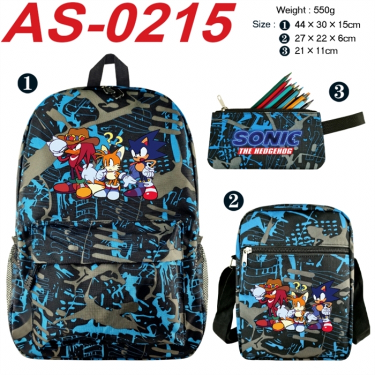 Sonic The Hedgehog Anime canvas backpack backpack+lunch bag+pencil case set 550g