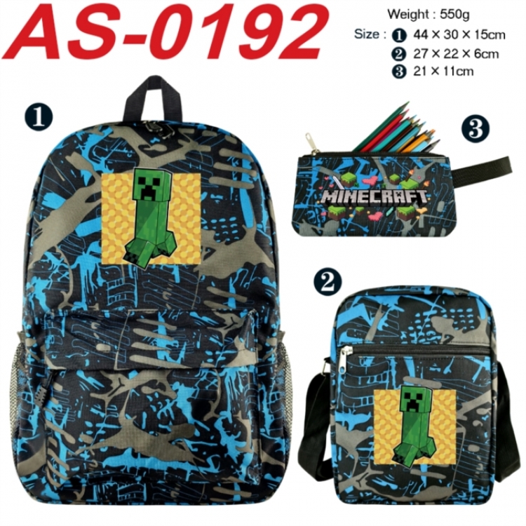 Minecraft Anime canvas backpack backpack+lunch bag+pencil case set 550g