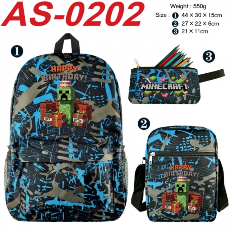 Minecraft Anime canvas backpack backpack+lunch bag+pencil case set 550g