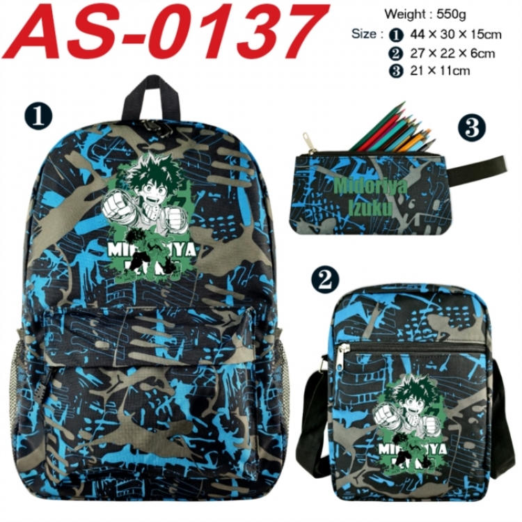 My Hero Academia Anime canvas backpack backpack+lunch bag+pencil case set 550g