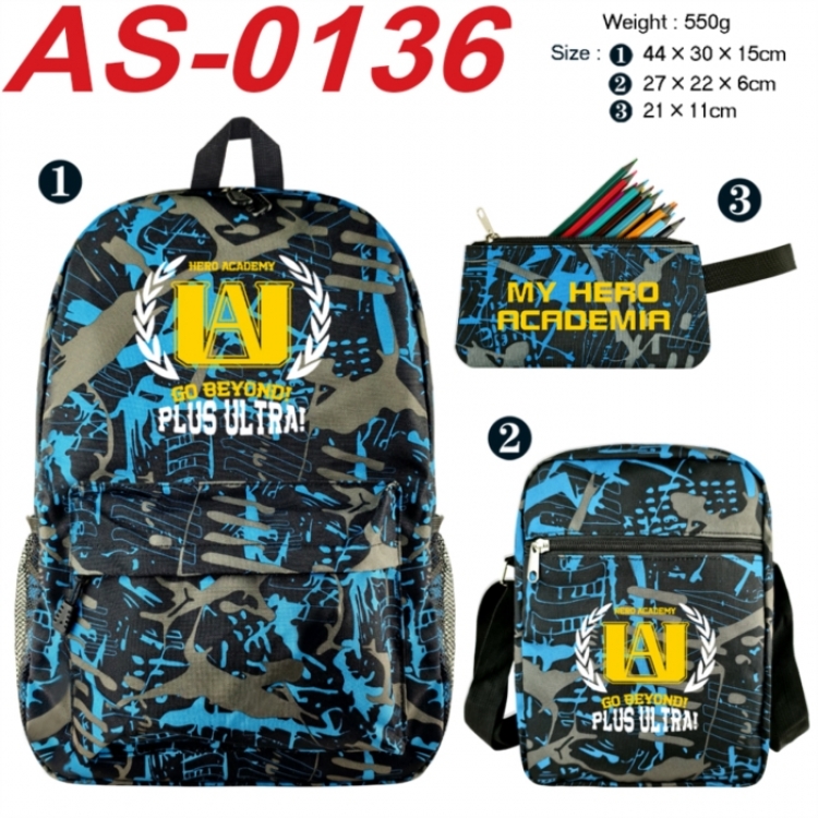 My Hero Academia Anime canvas backpack backpack+lunch bag+pencil case set 550g