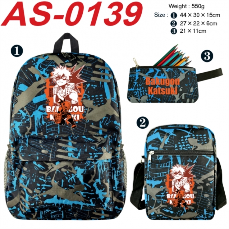 My Hero Academia Anime canvas backpack backpack+lunch bag+pencil case set 550g
