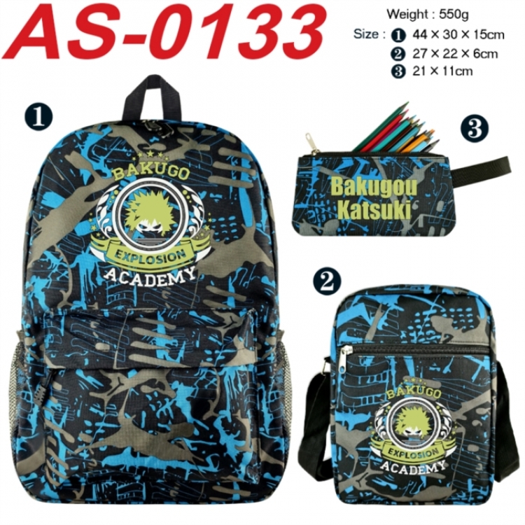 My Hero Academia Anime canvas backpack backpack+lunch bag+pencil case set 550g