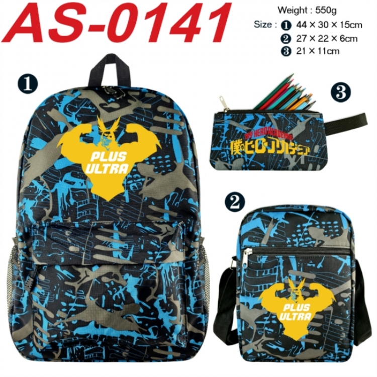 My Hero Academia Anime canvas backpack backpack+lunch bag+pencil case set 550g