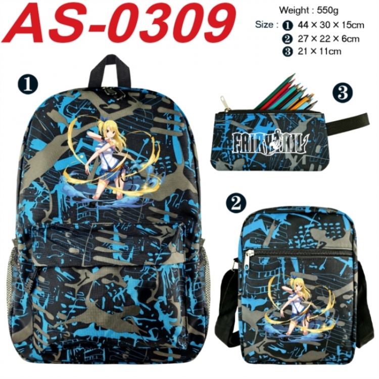 Fairy tail Anime canvas backpack backpack+lunch bag+pencil case set 550g