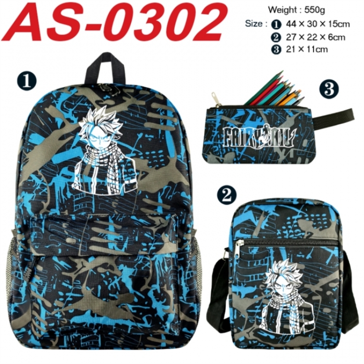 Fairy tail Anime canvas backpack backpack+lunch bag+pencil case set 550g