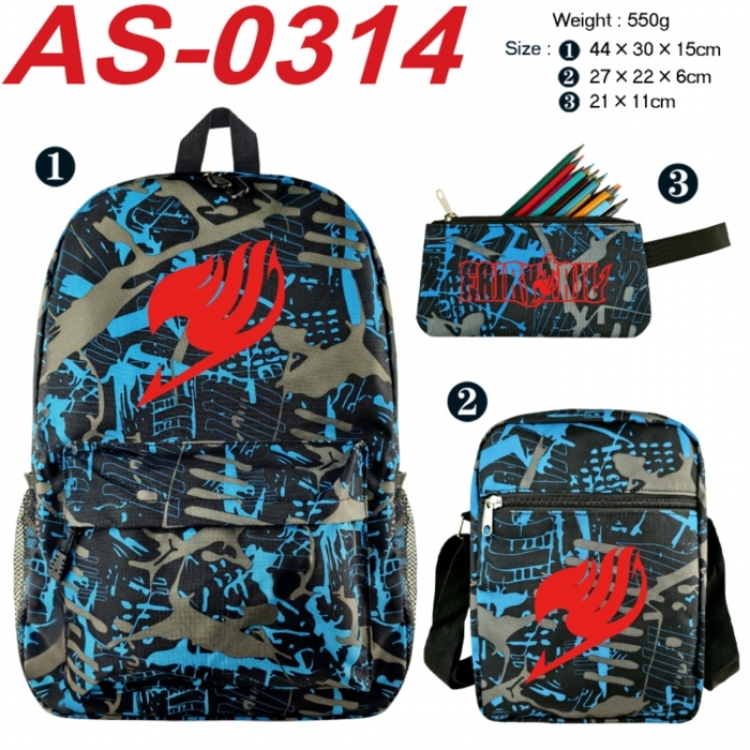 Fairy tail Anime canvas backpack backpack+lunch bag+pencil case set 550g