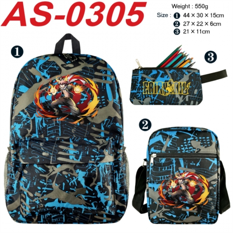 Fairy tail Anime canvas backpack backpack+lunch bag+pencil case set 550g